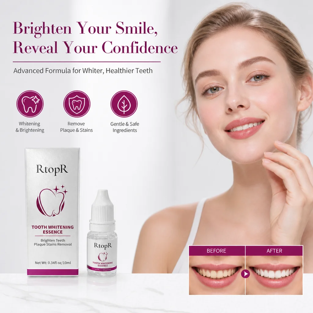 Teeth Whitening Essence Oral Care Liquid Brighten Smile Remove Stains Fresh Breath Protect Gums Gentle Home Dental Care Serum