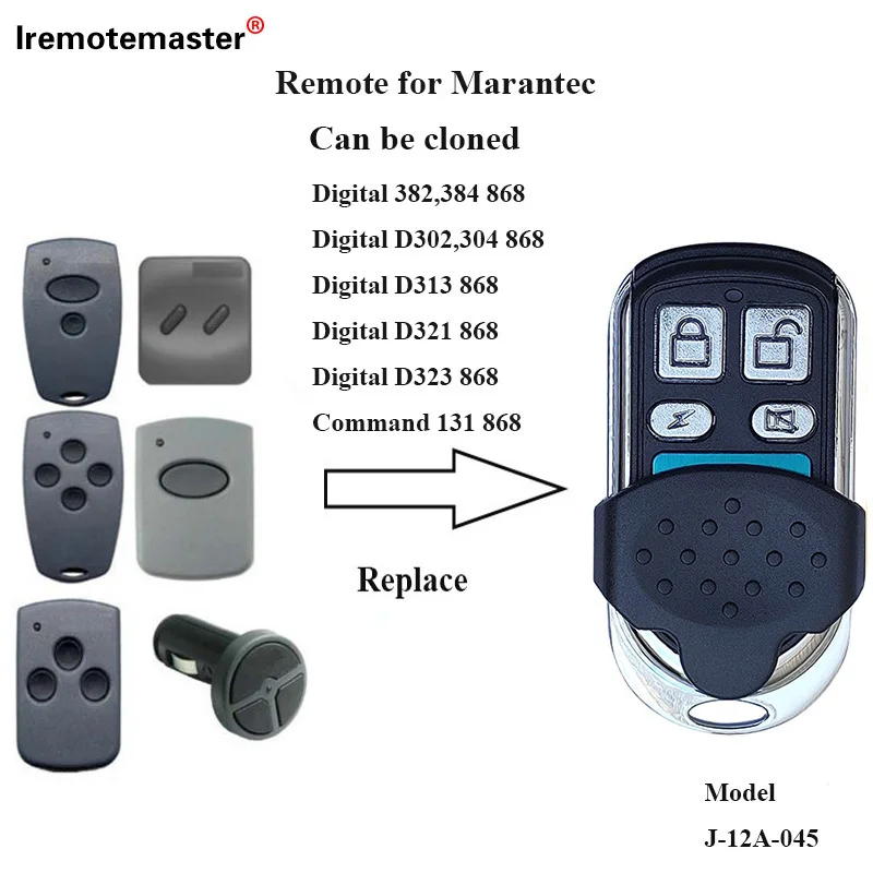 For MARANTEC Compatible Digital D382 D384 D321 Fixed Code 868mhz  Garage Door Remote Control D302 D304 Openers Replacement