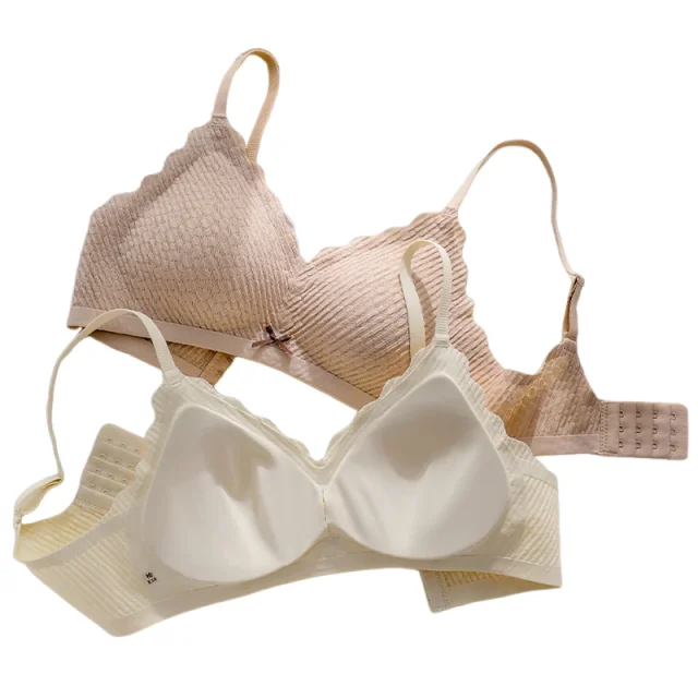 KUCLUT Wrinkle BubbleSeamless Underwear  Gatheed No Steel Ring Support Side Chest Thin Strap Women Bra