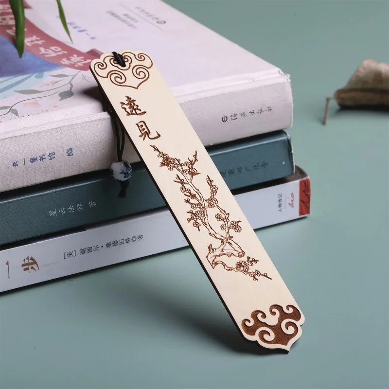 Wooden Bookmark Chinese Style Brass Tassel Pendant Retro Book Clip Metal Pagination Mark Student Gift Stationery  Bookmark