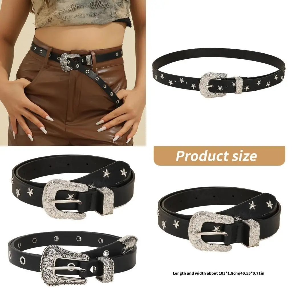 

652F Hundred with Waistband Novetly Women Belt Bling Accessory for Jeans