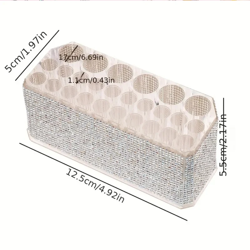 26 穴ラインストーンメイクブラシ収納ボックスアクリル眉毛ペンシルアイライナー陳列棚デスクトップオーガナイザーメイクアップツール