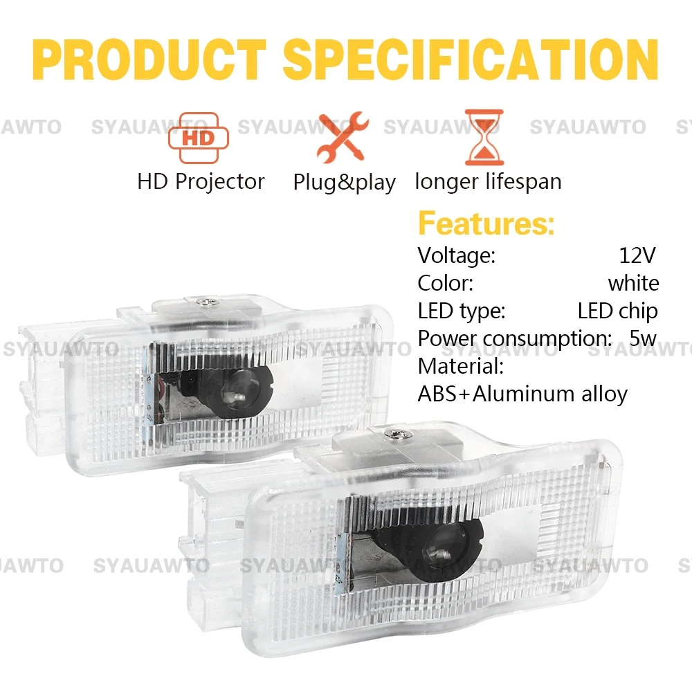 2x Car Door Welcome Light Projector Accessories For PEUGEOT 307 308 508 408 RCZ 206 306 207 208 406 5008 607 806 807 1994-2010 - view 3