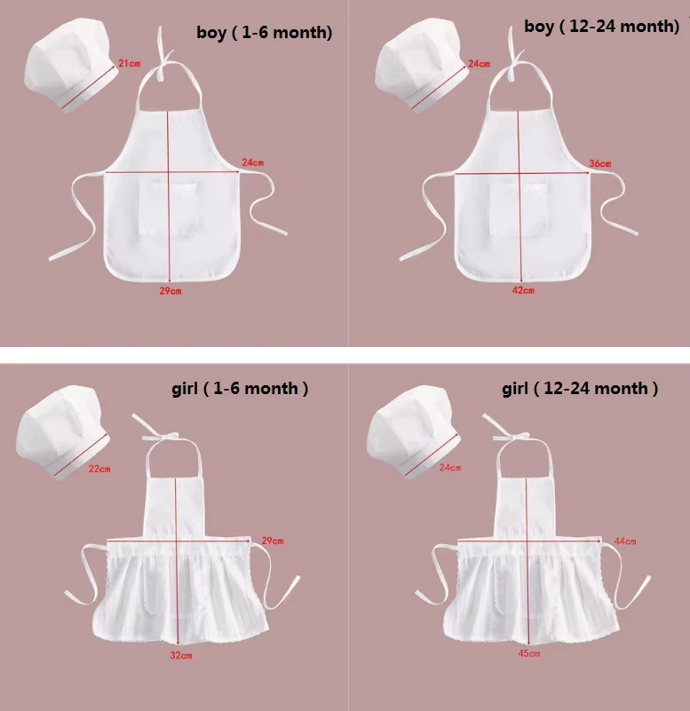 Newborn Baby Chef Costume Photography Props Infant Apron Hat Set Kids Cook Outfit for Boys Girls Photo Shoot Clothes view 3