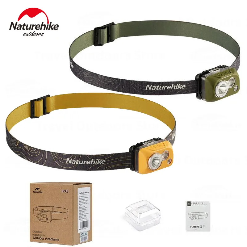 Naturehike Waterproof Headlamp LED Headlight Camping Lamp Outdoor Survival Tool IP68 SOS Flashing Light 60 Degree Adjustable