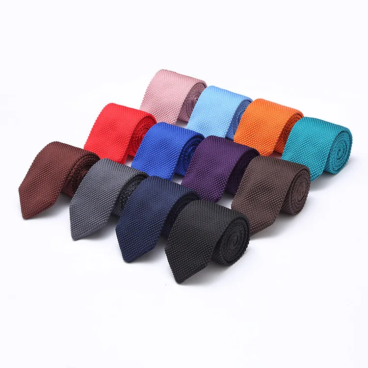 28 Color New Style Fashion Men's Solid Colourful Tie Knit Knitted Ties Necktie Normal Slim Classic Woven Cravate Narrow Neckties