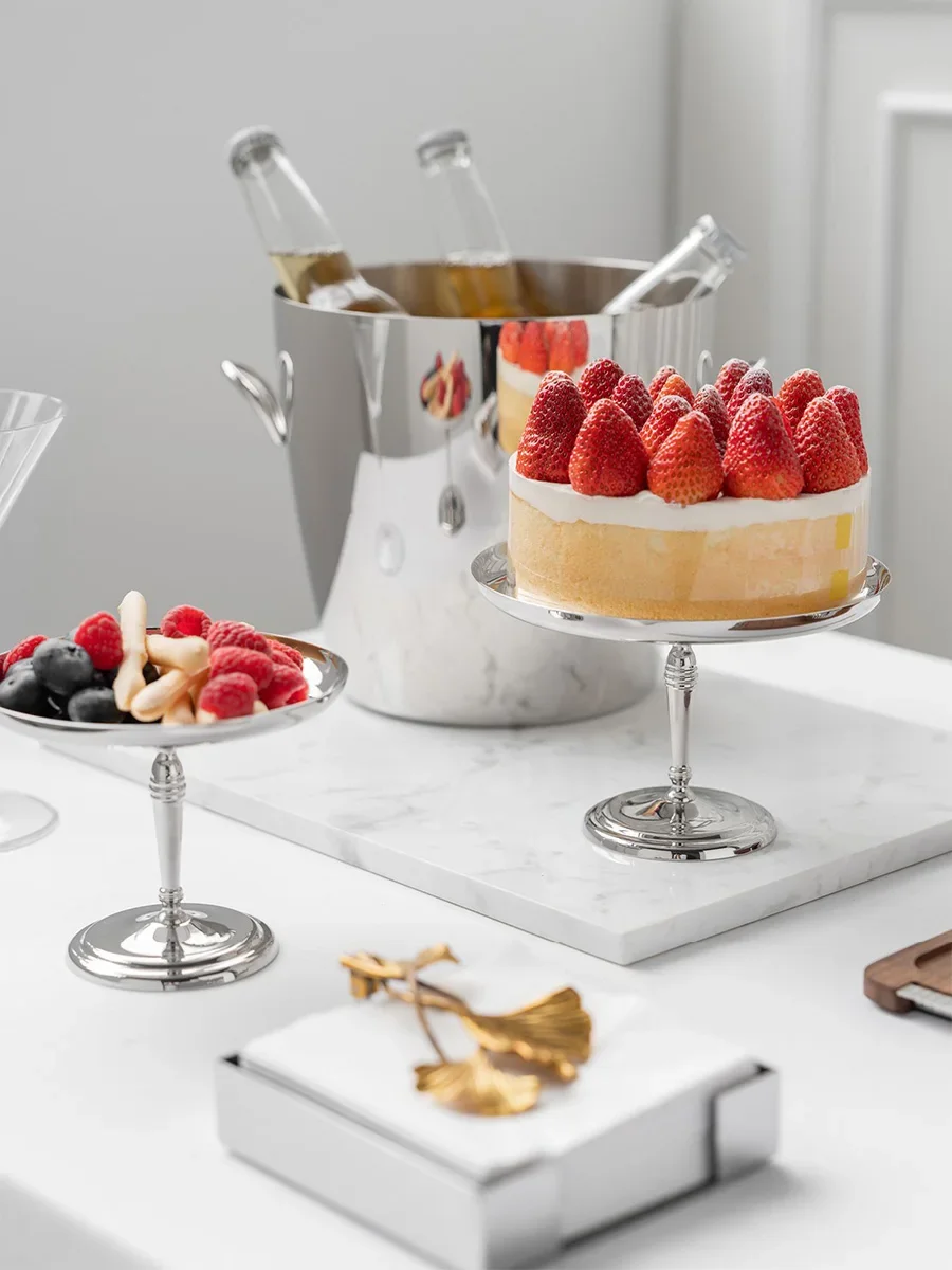 Stainless Steel Small Cake Stand, Dessert Display Stand, Cake Plate, High-foot Cake Cup for Cup Cakes, Fruits, Cookies, Snacks