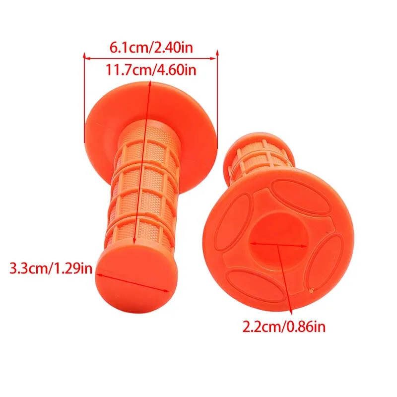 Universal motorcycle flange anti slip grip handle covers pair orange