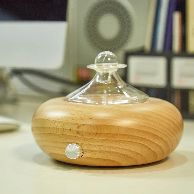 Máquina de aromaterapia de madera maciza, difusor de atomización tipo platillo volador creativo, sala de estar en casa, hotel, humidificador sin agua