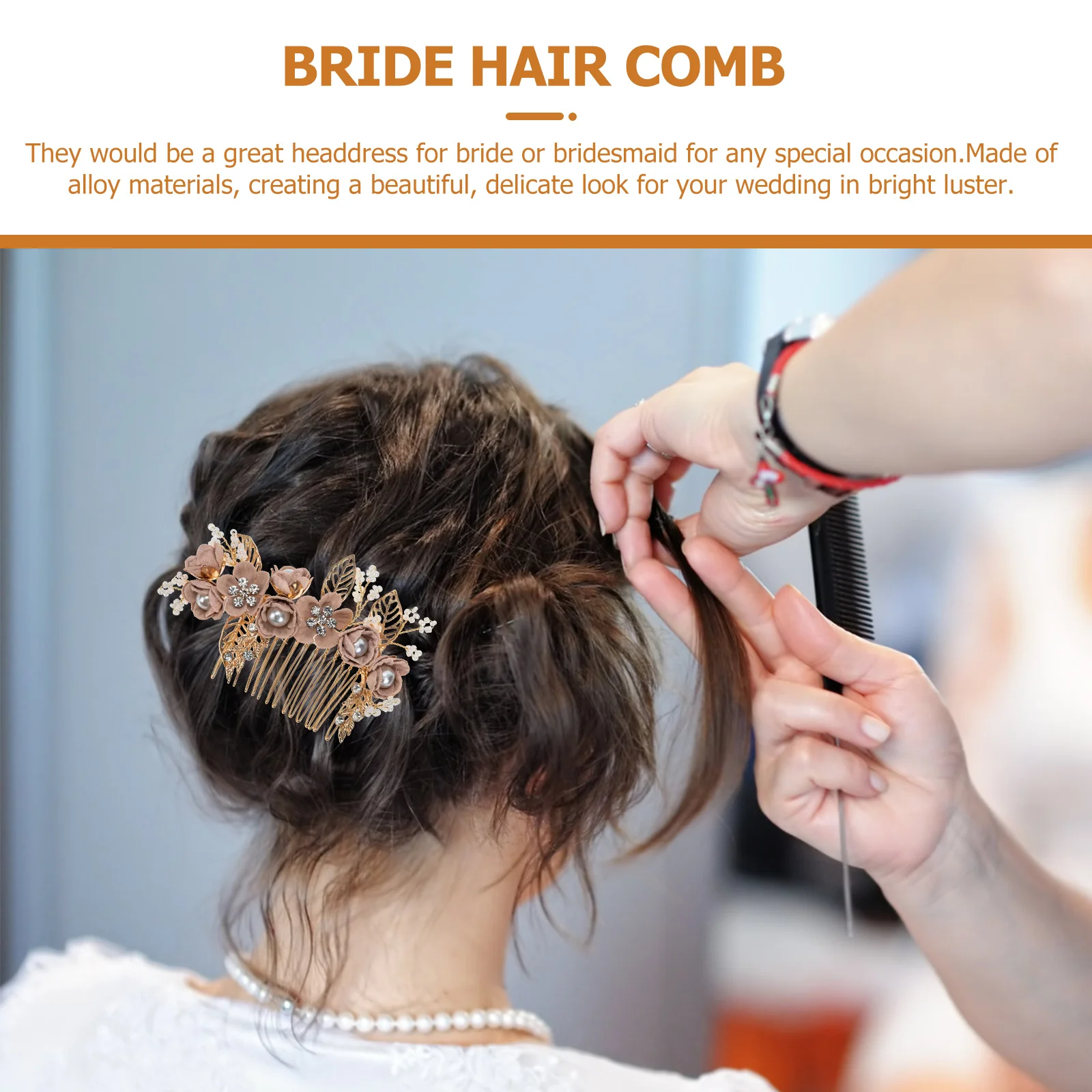 

Flower Hair Comb Elegant Bride Side Wedding Insert Headdress Lightweight Alloy Bridal Accessories for Prom Birthday Anniversary