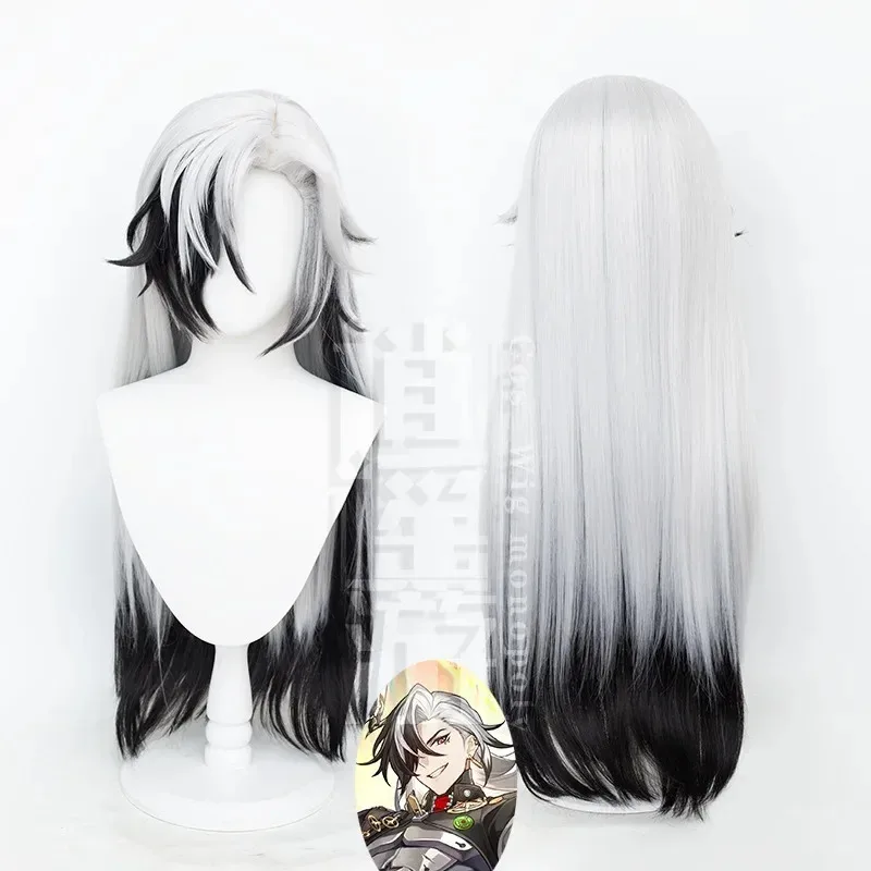 2025 12 لعبة هونكاي: ستار السكك الحديدية Boothill شعر مستعار تأثيري 80-85 سنتيمتر أسود أبيض مقاومة للحرارة الاصطناعية الشعر هالوين حفلة كوس الباروكات + ث #2