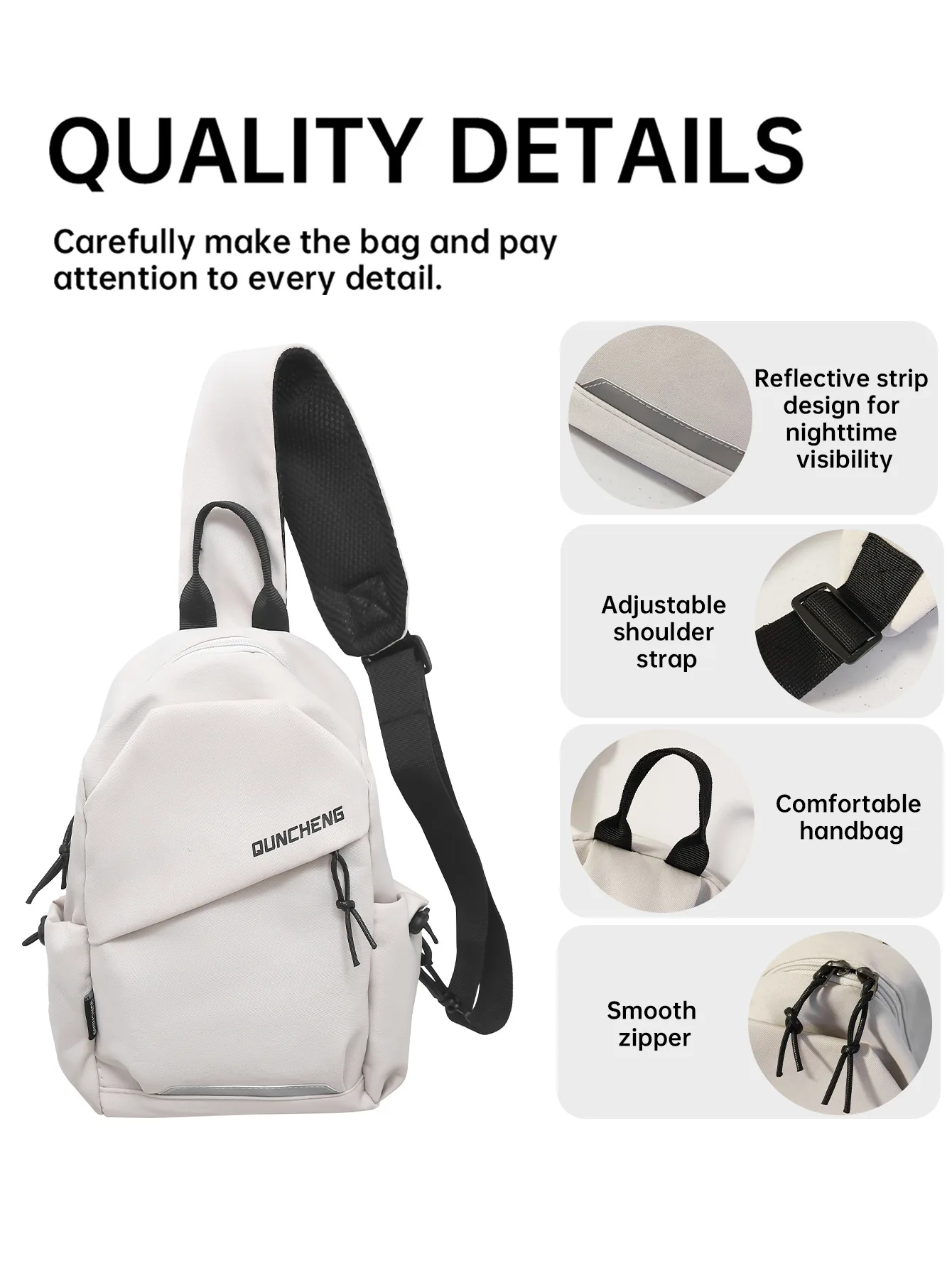 Brusttasche, Herren- und Damen-Umhängetasche, große Kapazität, ideal für Ausflüge, tragbare, vielseitige Umhängetasche für den täglichen Gebrauch. – Detail 2