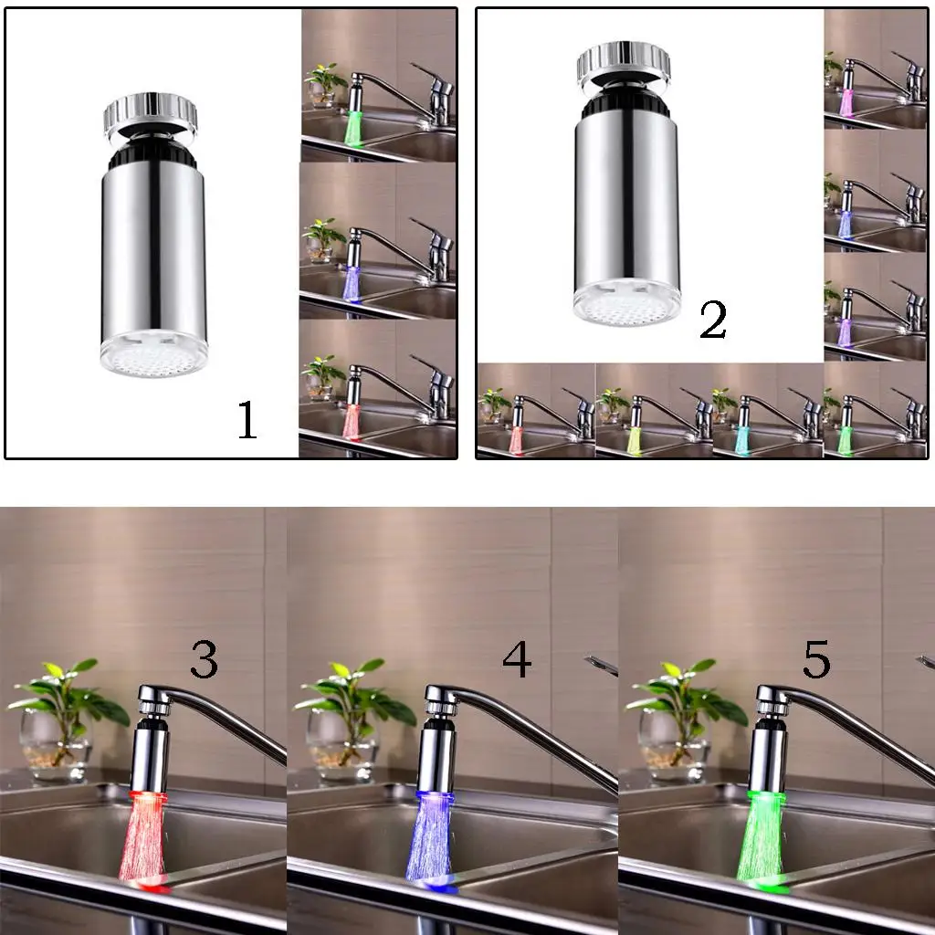 LED Water Faucet Attachment 360 Degree Rotatable Color Changing Waterfall Tap Deck Mounted for Bathroom Sink