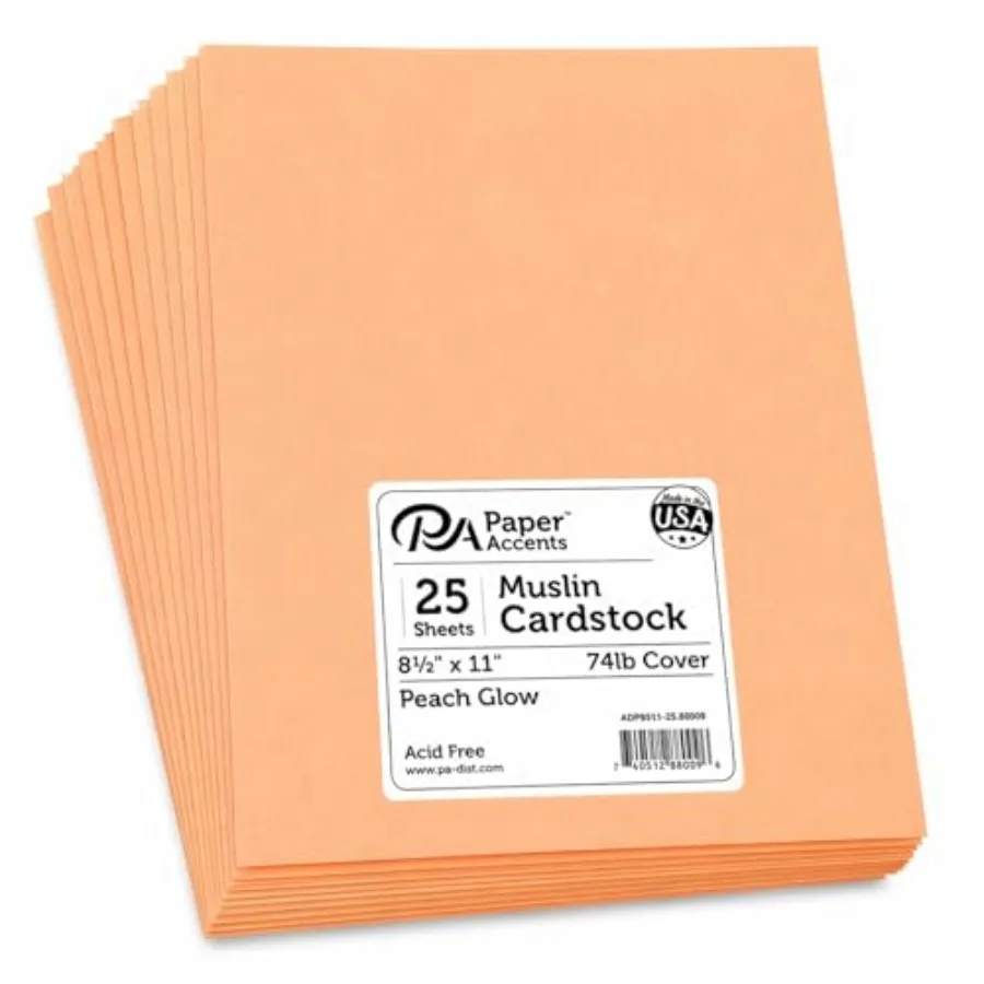 Peach Glow Muslin Cardstock Paper for Crafts