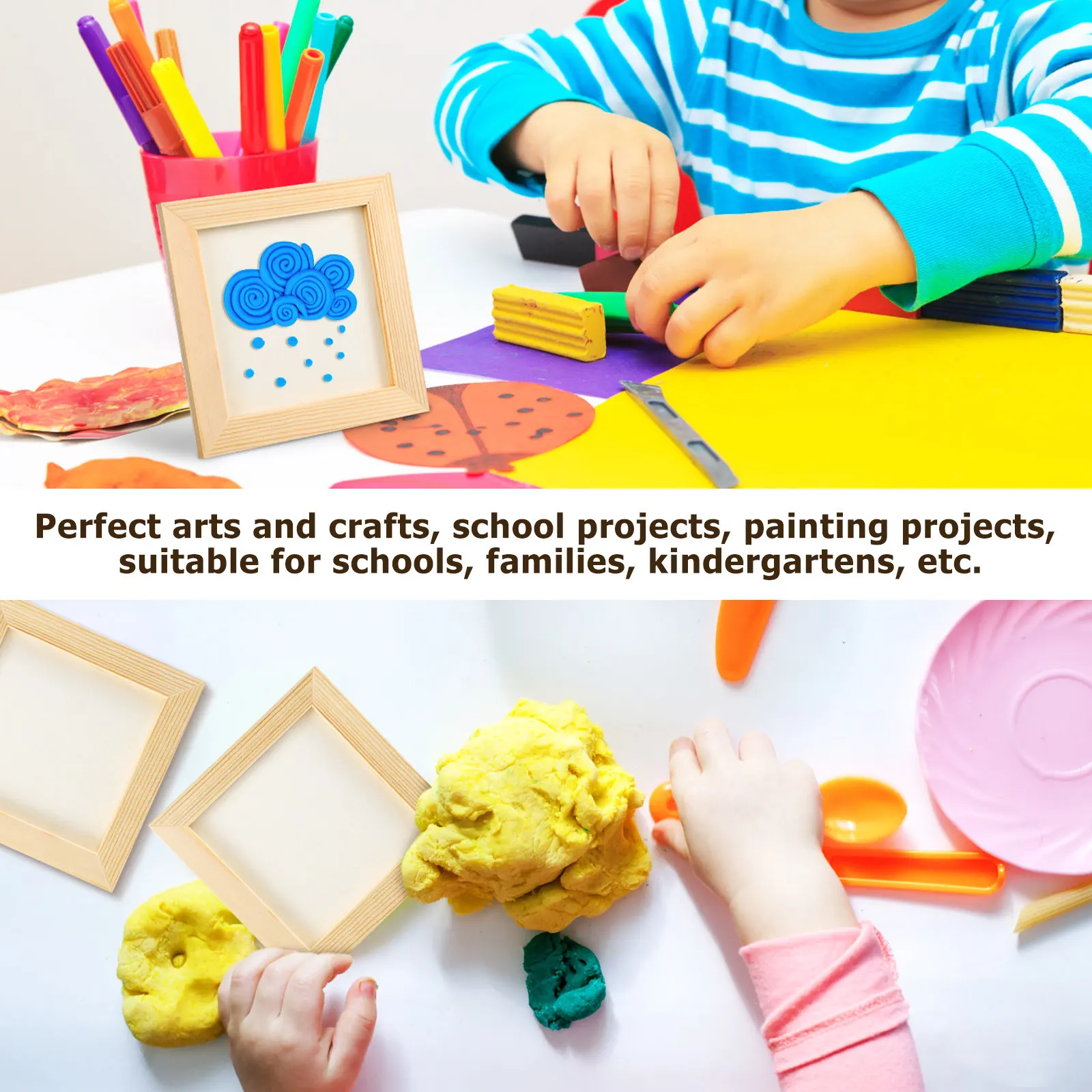 

10Pcs Smooth Edge Unfinished Wooden Picture Frames for Children's Art Painting Crafts School Home Kindergarten DIY Projects