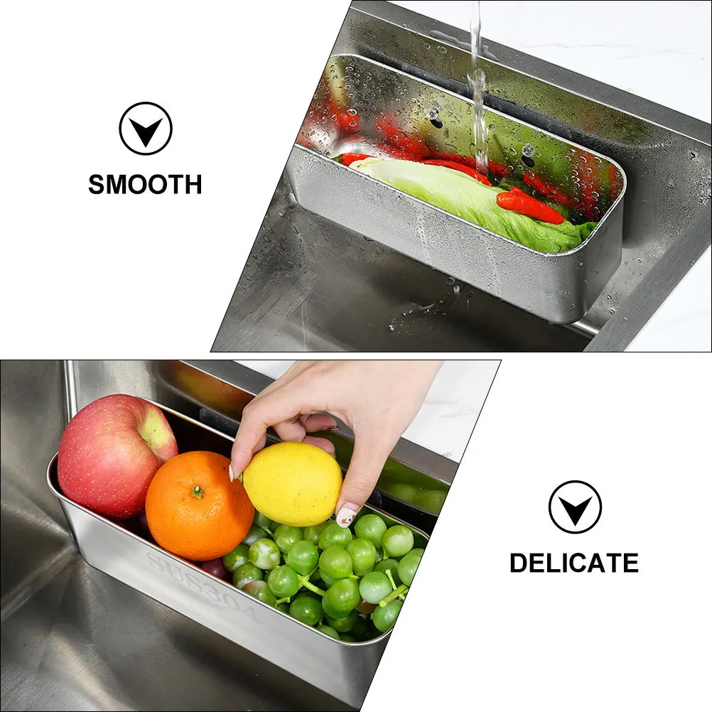 استنزاف سلة مصفاة حوض المطبخ الفولاذ المقاوم للصدأ تصفية لغسل الخضار الفاكهة تجفيف تخزين الرف حامل أواني