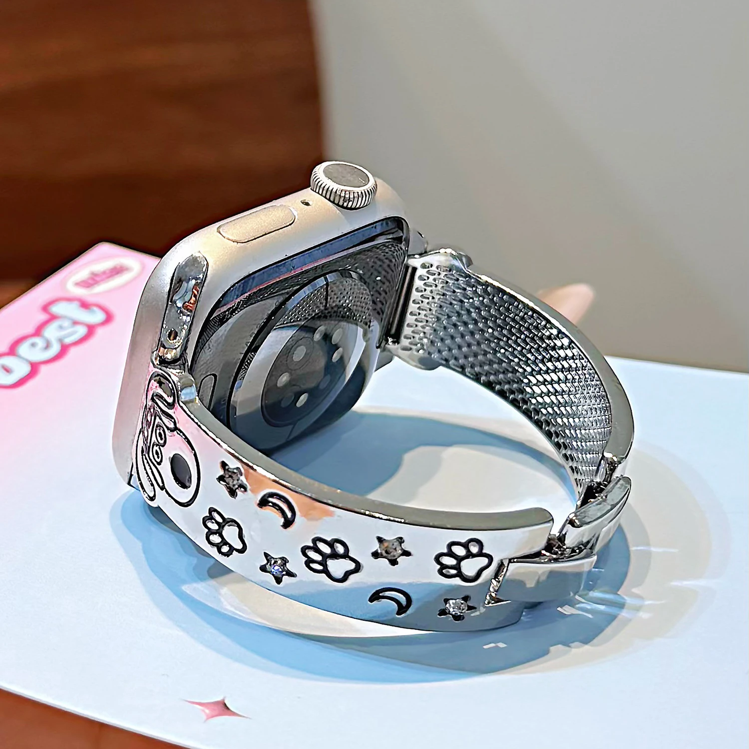 

Персонализированный металлический ремешок-браслет с рисунком кошачьей лапы для iwatch S10 42/46 мм S9 S8-1, женский ремешок для Apple Watch 45/44/41/40/38