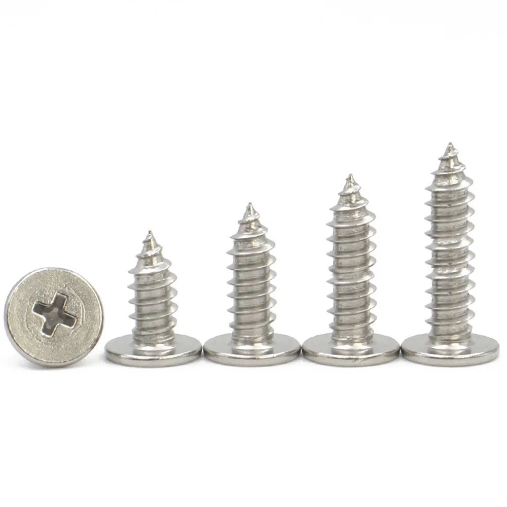 10-50pcs 304 Stainless Steel M2 M2.6 M3 M3.5 M4 M5 M6 Self-tapping Wood Screw CM Cross Phillips Super Ultra Thin Flat Wafer Head