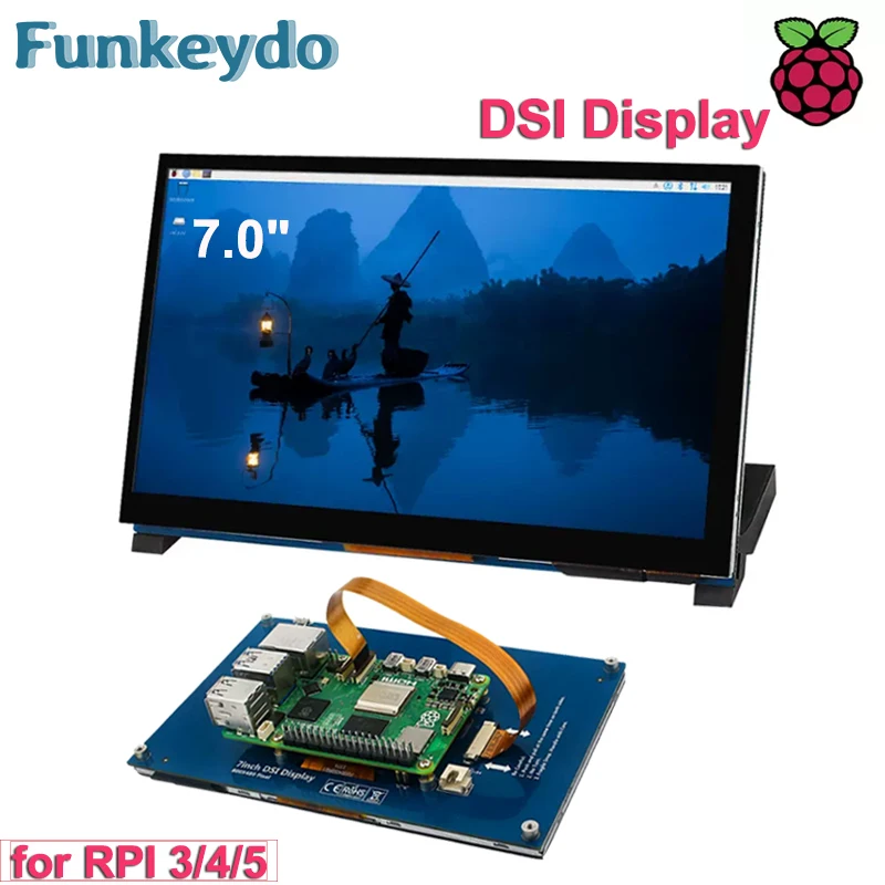 Raspberry Pi 5 وحدة شاشة تعمل باللمس بالسعة ، Pi 5 ، MIPI ، DSI ، شاشة IPS ، 800X480 بكسل ، 7 بوصة ، PWM ، التوت PI 4B ، 3B