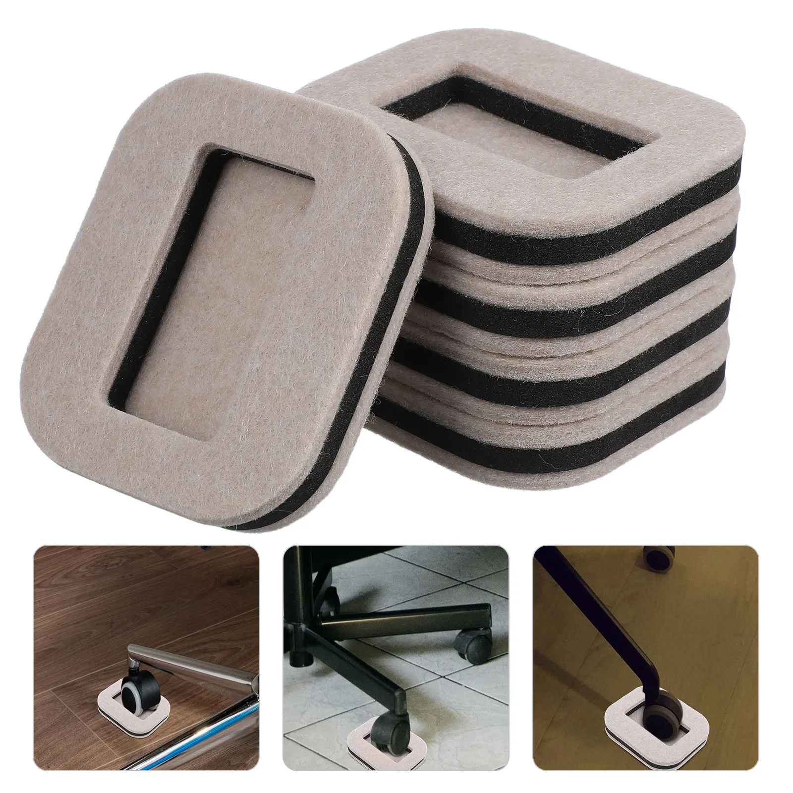 5Pcs Non-Slip Felt Chair Wheel Stoppers Anti-Skid Caster Cups for Hardwood Tile Carpet Floors Noise Reduction Scratch Protection