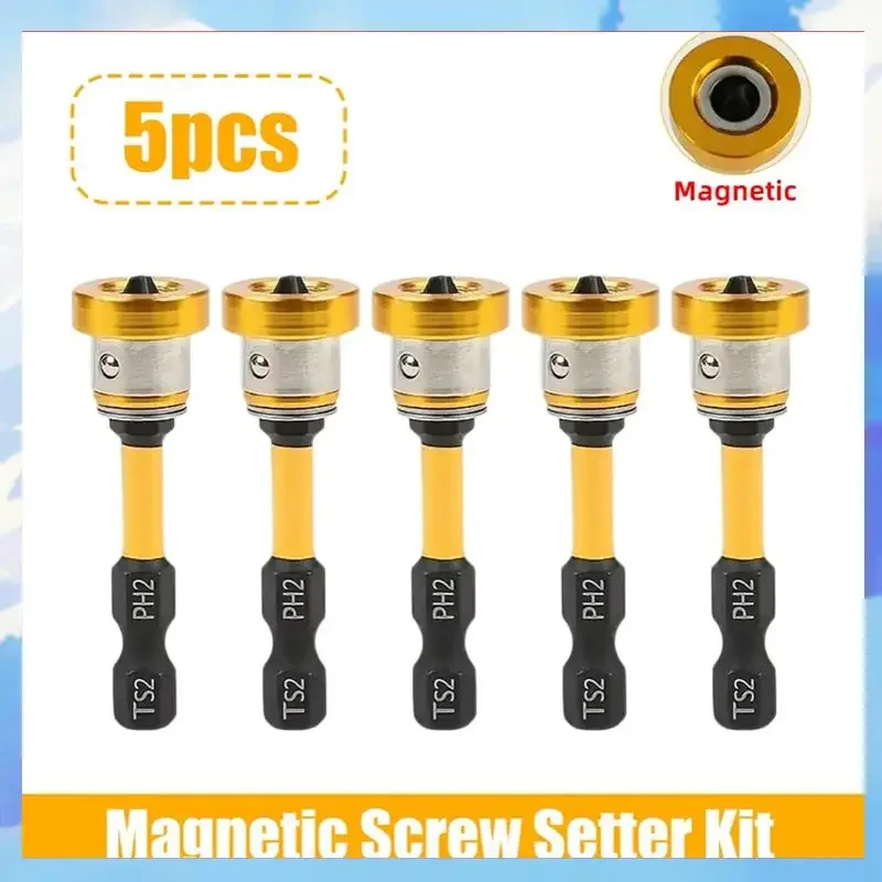 5pcs 50mm Positioning Screwdriver Bits S2 Drywall Screw for Plasterboard Gypsum Locating Tools