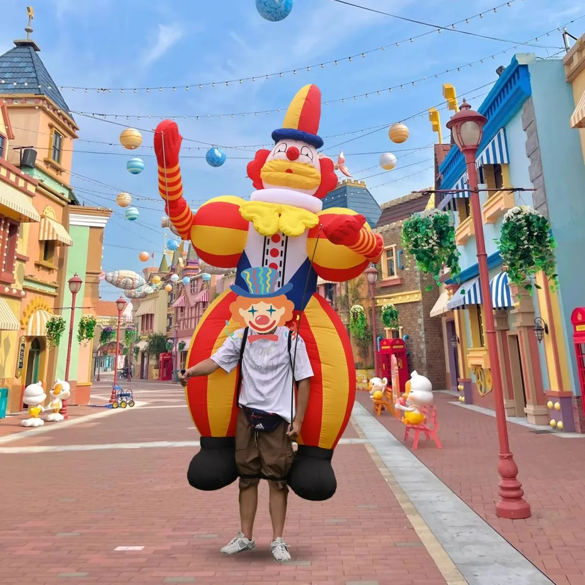 عملاق 3 متر/3.5 متر المشي مهرج نفخ زي ل مول الإعلان تعزيز الدعائم جوكر دمية السيرك الأداء كرنفال Pa