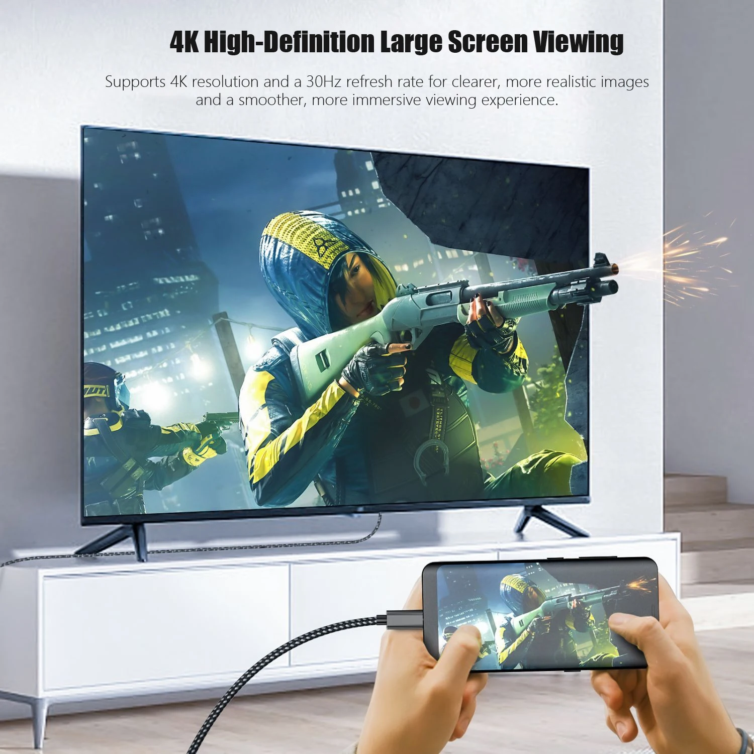 USB C to HDMI Cable 4K@30HzHDMI-Compatible HDTV Cable For Air iPad TV Converter MacBook Air iPad Type C HDMI Adapter - view 4