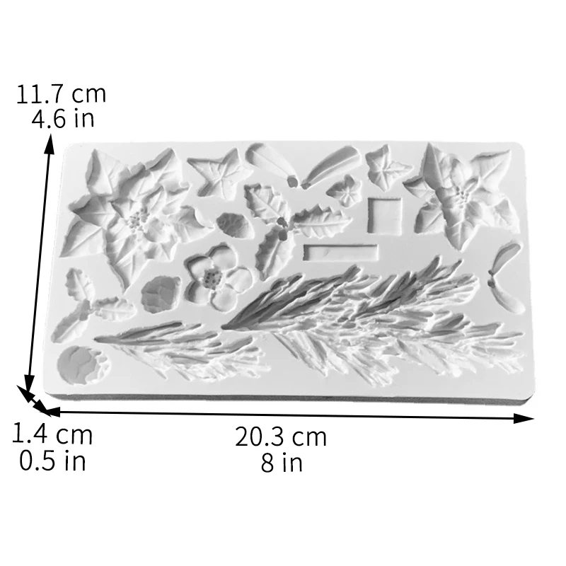 3D Santa Claus Flower Leaf Silicone Mold Fondant Chocolate Cake Xmas Decoration Candy Sugarcraft Mould For Kitchen Baking Tools