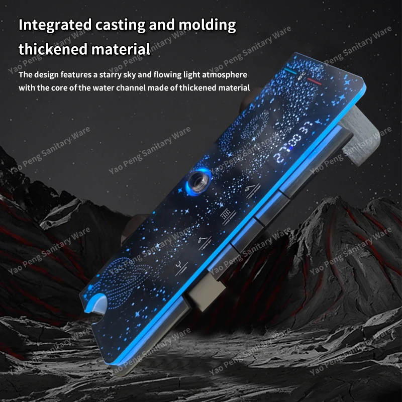 Gunmetal Starry Sky Edition Shower Set with Digital Ambiance Piano Key Button for Home Use; Complete Bathroom Shower Head