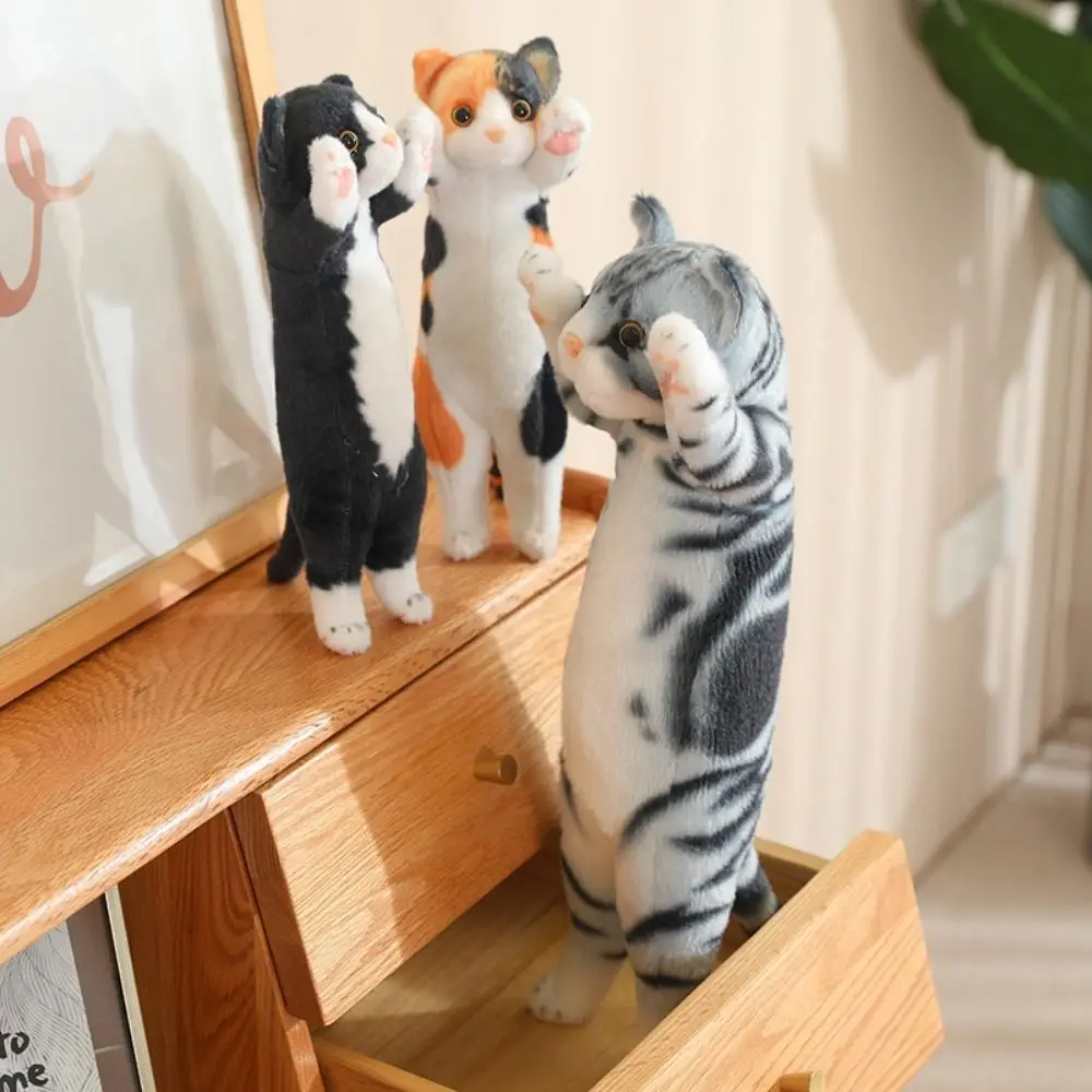 Office Sleeping PP Cotton Simulation Cat Standing Lifelike Stuffed Cat Kawaii Stuffed Animal Jumpping Kitten Home Decor