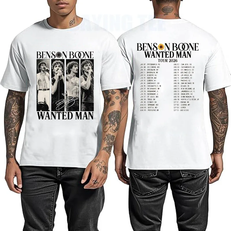Vintage Musik-Fan-Grafik-T-Shirt - Retro Wanted Man Konzerttour Unisex-Shirt, Ivory Pepper Kurzarm Indie Pop Streetwear T-Shirts – Detail 8