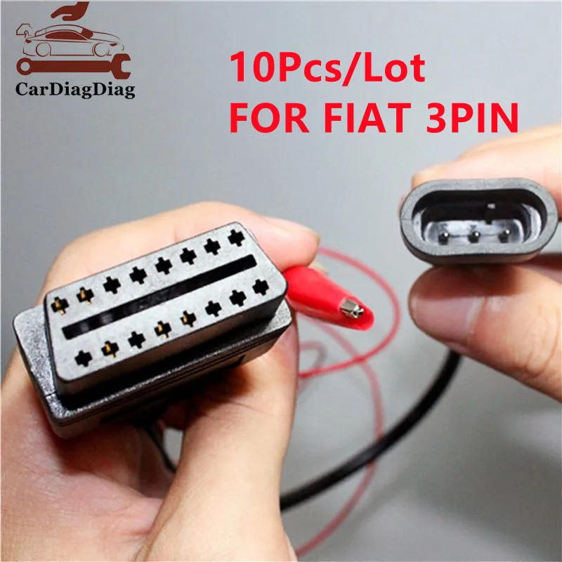 10Pcs/Lot OBD Cable For Fiat 3Pin to 16 Pin OBDII OBD2 connector Adapter Auto Car Cable obd 3pin Diagnostic Cable For ELM327