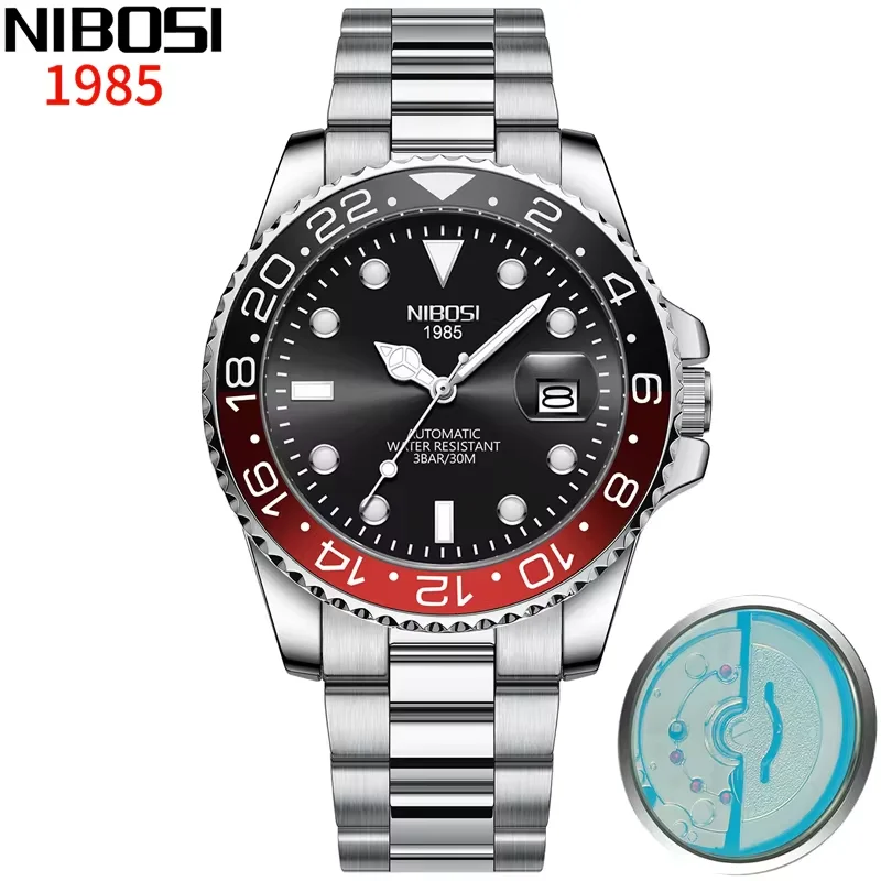 NIBOSI Men Automatic Mechanical Watches Man Luxury Stainless Steel Waterproof Watch Relogio Masculino Reloj Hombre Watch Men