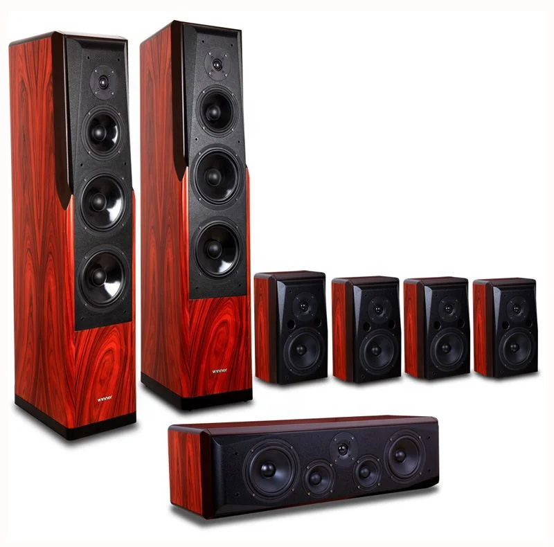 High End Brown Classical Wooden 5CH Passive Home Theater Speaker 8
