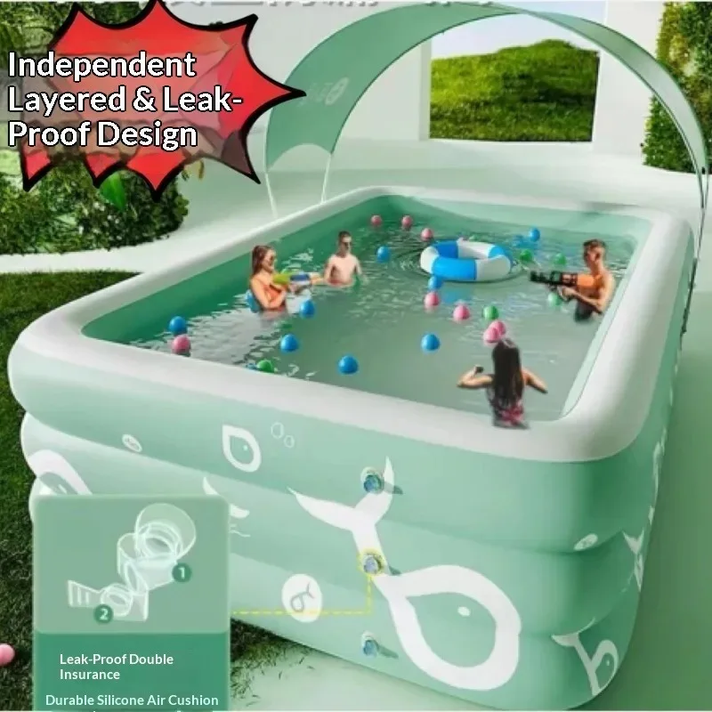 Large Portable Inflatable Hot Tub Easy Setup Durable Puncture Resistant Outdoor Backyard Family Pool for Kids Home