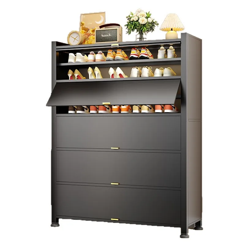 

Steel shoe cabinet at home door, large-capacity dust-proof shoe rack, indoor entrance door cabinet