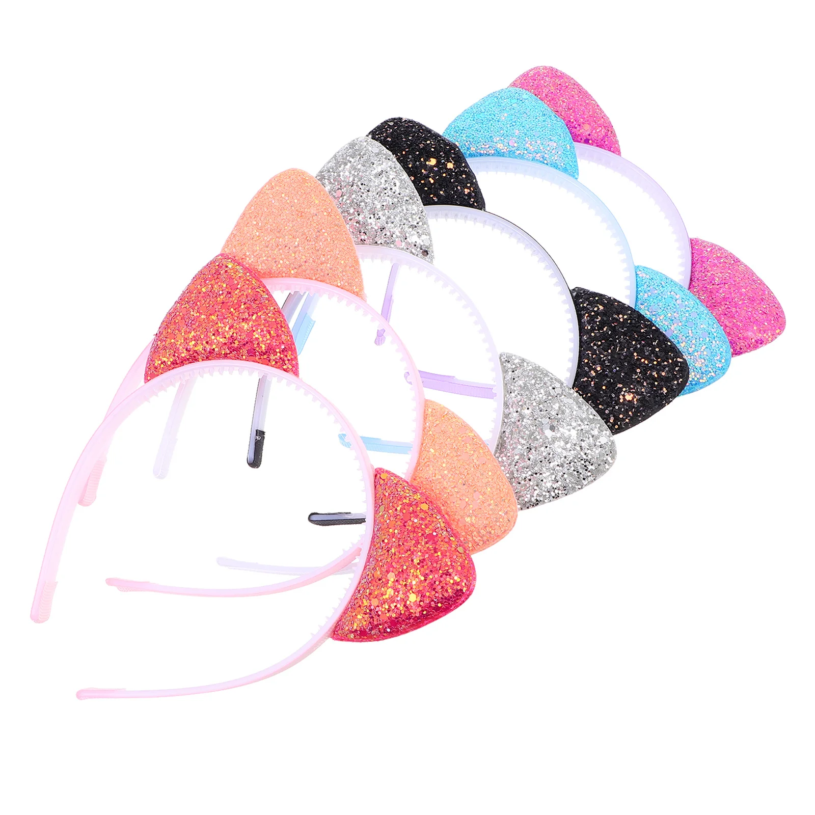 

6Pcs Cat Ears Glitter Hairband Kids Party Festival Headband Hair Accessories Cat Ears Hairband Party Head Bands