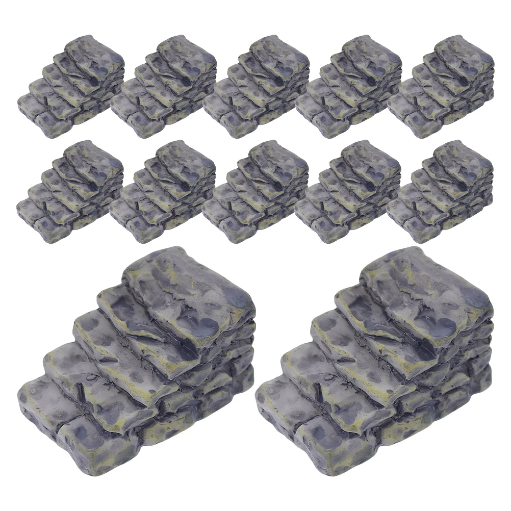 

12pcs Micro Landscape Ornament Rocks Grey Gravel Stone Steps Mini Garden Fairy Accessories Pretend Play Toy Resin Craft