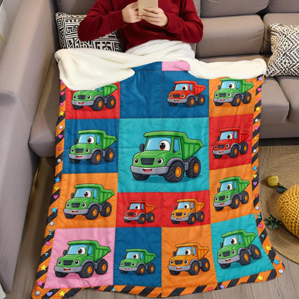Dump Truck Hex Bolt Quilt Flannel Blanket Perfect for Sofa Office Bed Travel Sleep Read Relax Camping Four Season Use