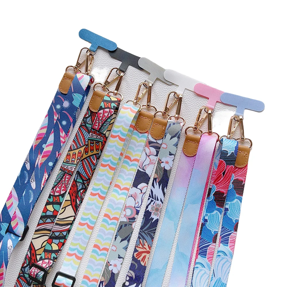 Adjustable For Phone Lanyard Long Crossbody Shoulder Strap Bag Chain Retro Pattern Neck Strap Wide Fabric Strap