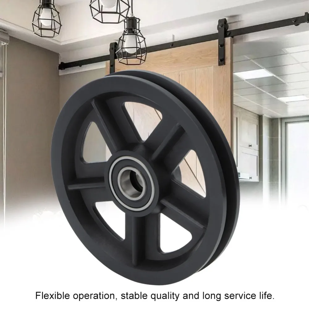 2Pcs Black Barn Door Hanging Rollers Nylon 120*15mm Bearing Barn Door Pulley Sliding Door Track Hardware