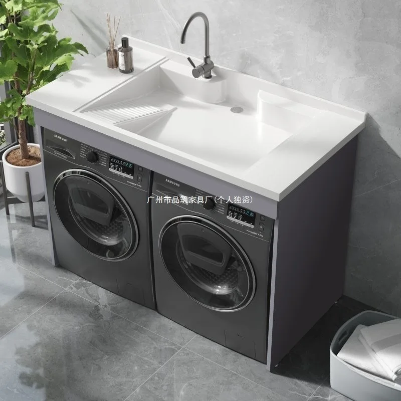 Honeycomb aluminum balcony double washing machine integrated cabinet combined washing and drying machine flat quartz stone