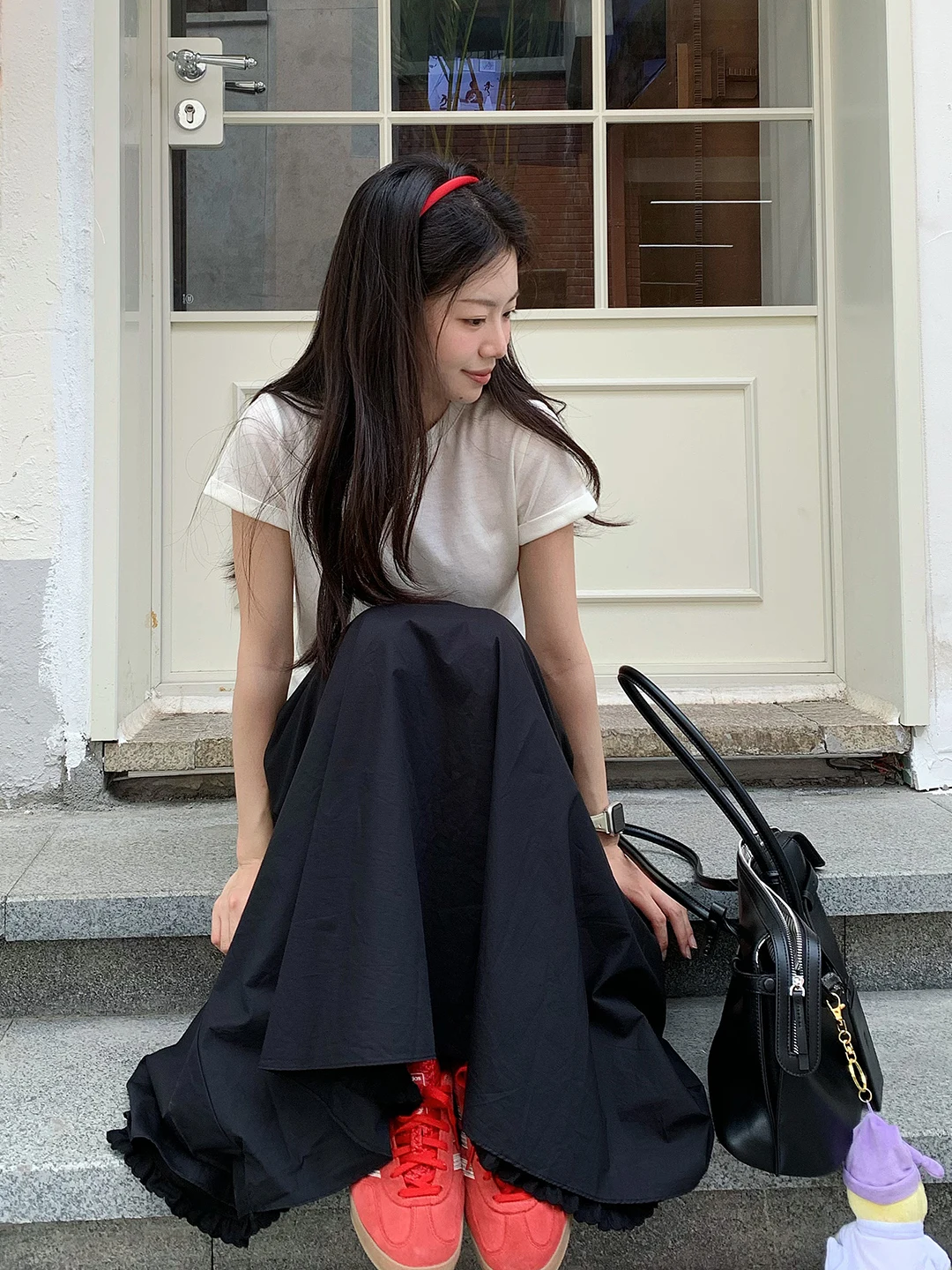 

Юбка Yaoii Bla Long с высокой талией, кружевной отделкой, А-силуэта, женская, летняя, приталенная, удлиненная, из хлопка, повседневная, для офиса