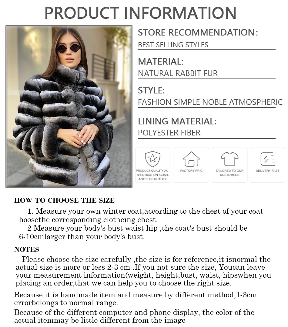 Natural Rex Rabbit Fur Jacket For Women Real Chinchilla Fur Stand Collar Coat Winter Short Jackets Best Selling Styles