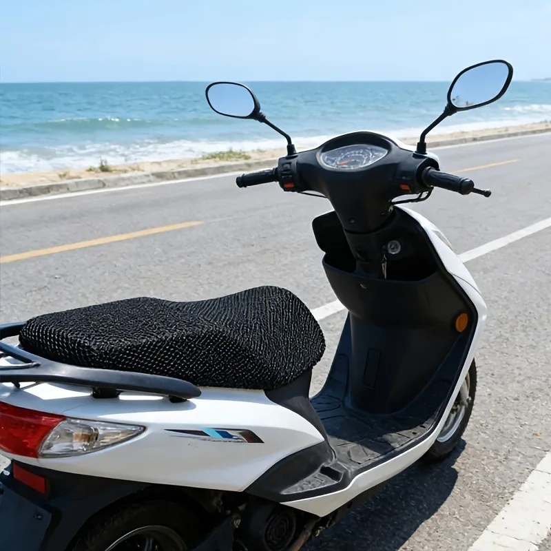 Universal 3D Honeycomb Mesh Motorcycle Electric Scooter Seat Cover, Durable Breathable Anti-Slip Sun Protection All Season