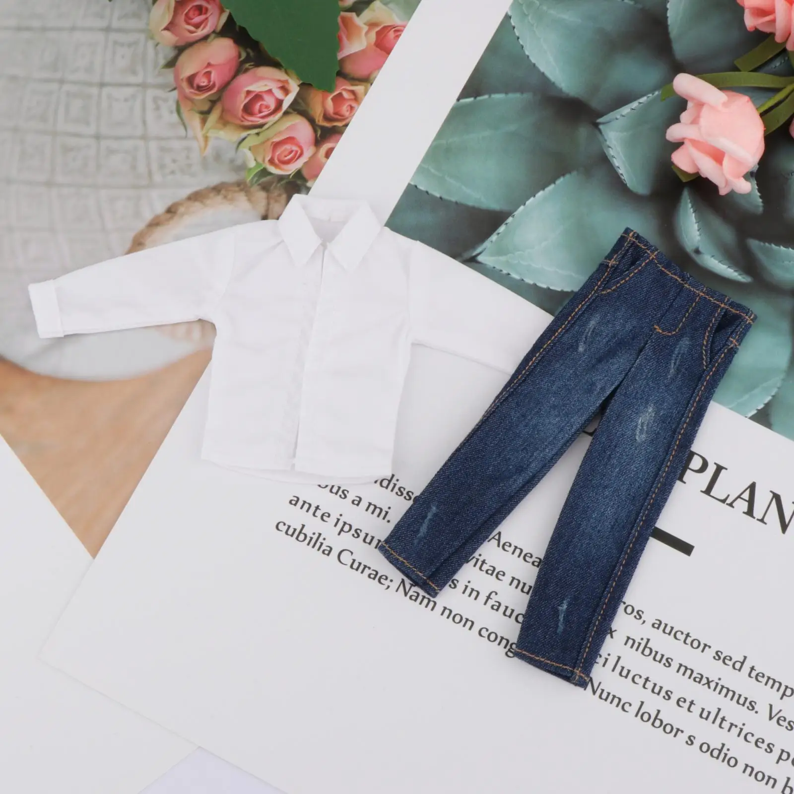 1/12 Scale Miniature Jeans Suit,Costume Fashion Casual Mini Jeans and