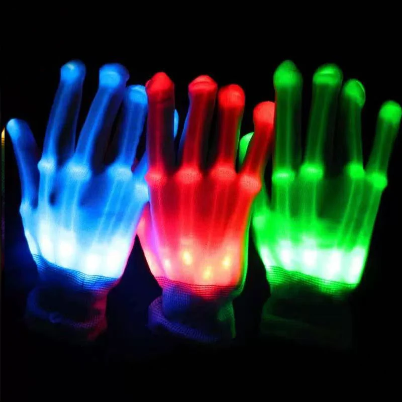 Modne rękawice LED męskie damskie świecące rękawice LED akcesoria do występów tanecznych w klubach nocnych rekwizyty tworzące atmosferę