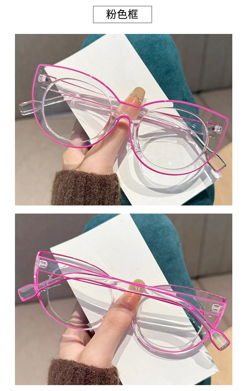 Modische Anti-Blaulicht-Katzenauge-Lesebrille mit großem Rahmen, ultraleichte High-Definition-Presbyopie-Brille mit transparentem Rahmen – Detail 10