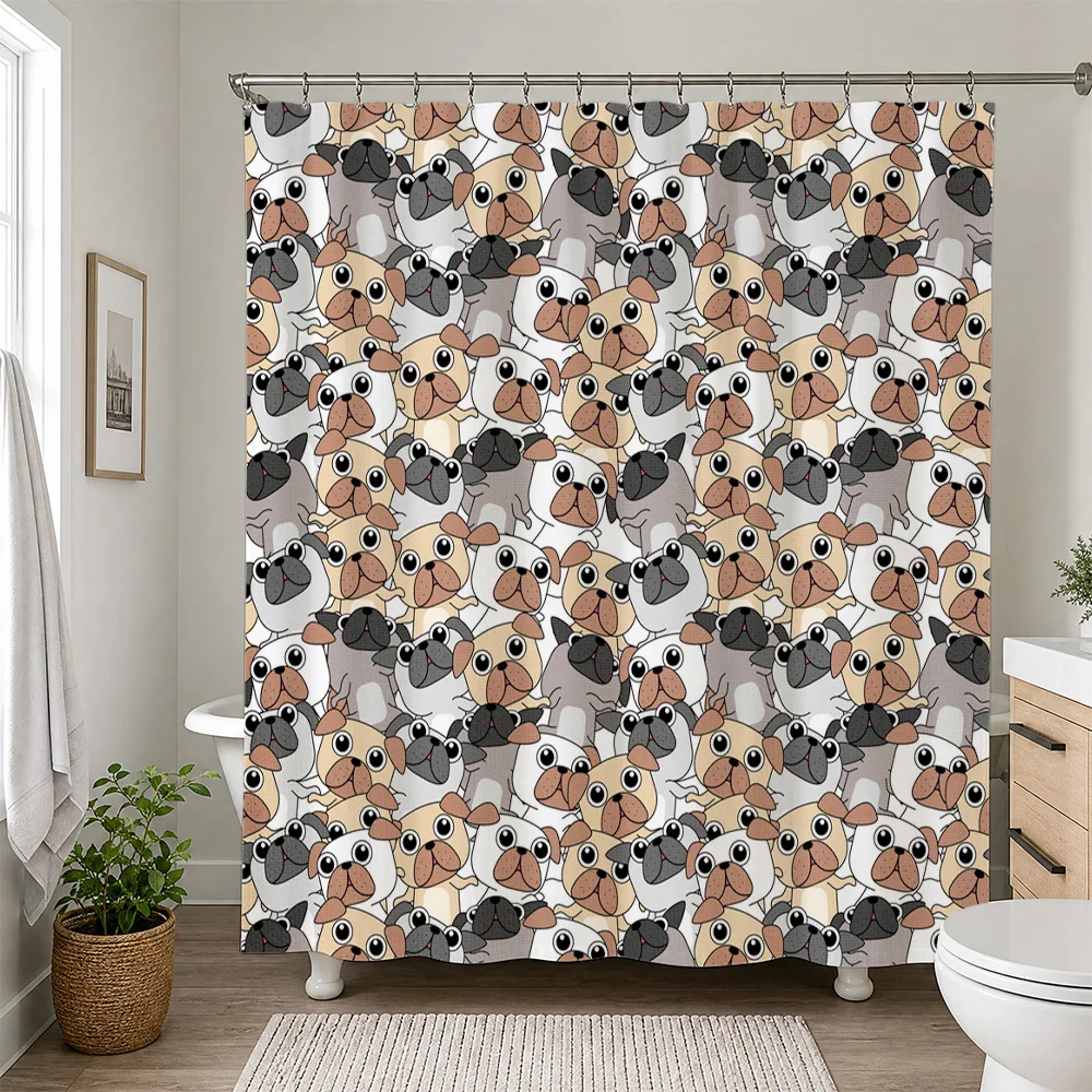 Cute Corgi Dog Pattern Shower Curtain Waterproof Bathroom Decor Pet Lover Novelty Shower Curtain Liner for Modern Home Bathroom