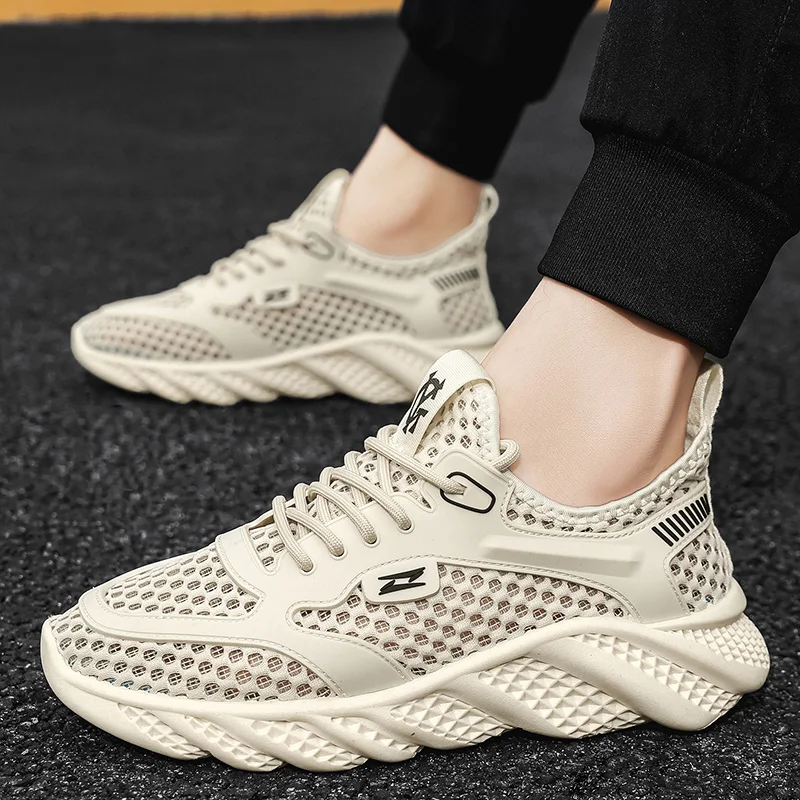 Summer fashion casual shoes men's shoes Breathable non-slip soft sole double net sports shoes